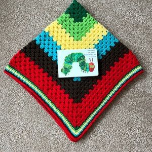 Crocheted Blanket with book, The Very Hungry Caterpillar by Eric Carle